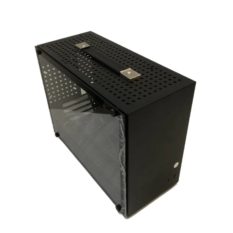 Mini Desktop Case,White Full Side Transparent,With Portable Handle,Motherboard Adaptable,Compact PC Shell