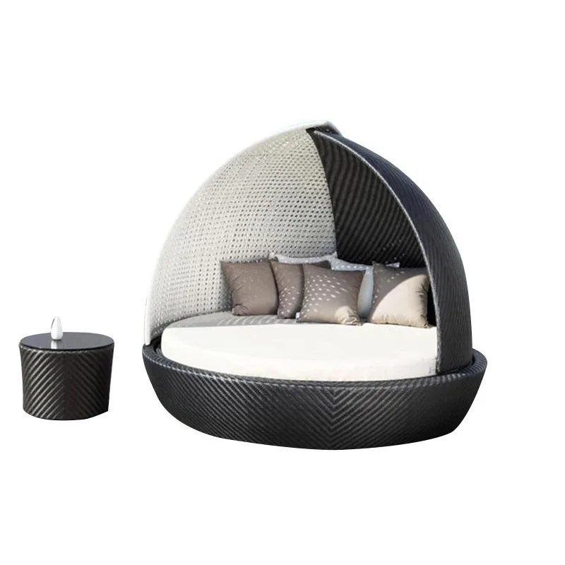 

Outdoor courtyard sofa recliner resort beach rattan round terrace outdoor leisure rattan sunshade bed
