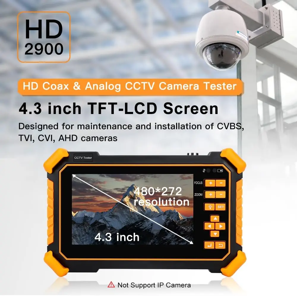 4-in-1 HD CCTV Tester Monitor Auto HD Coaxial Camera Tester, 4K 8MP CVI/TVI/AHD/CVBS Analog Camera/UTP Cable Test