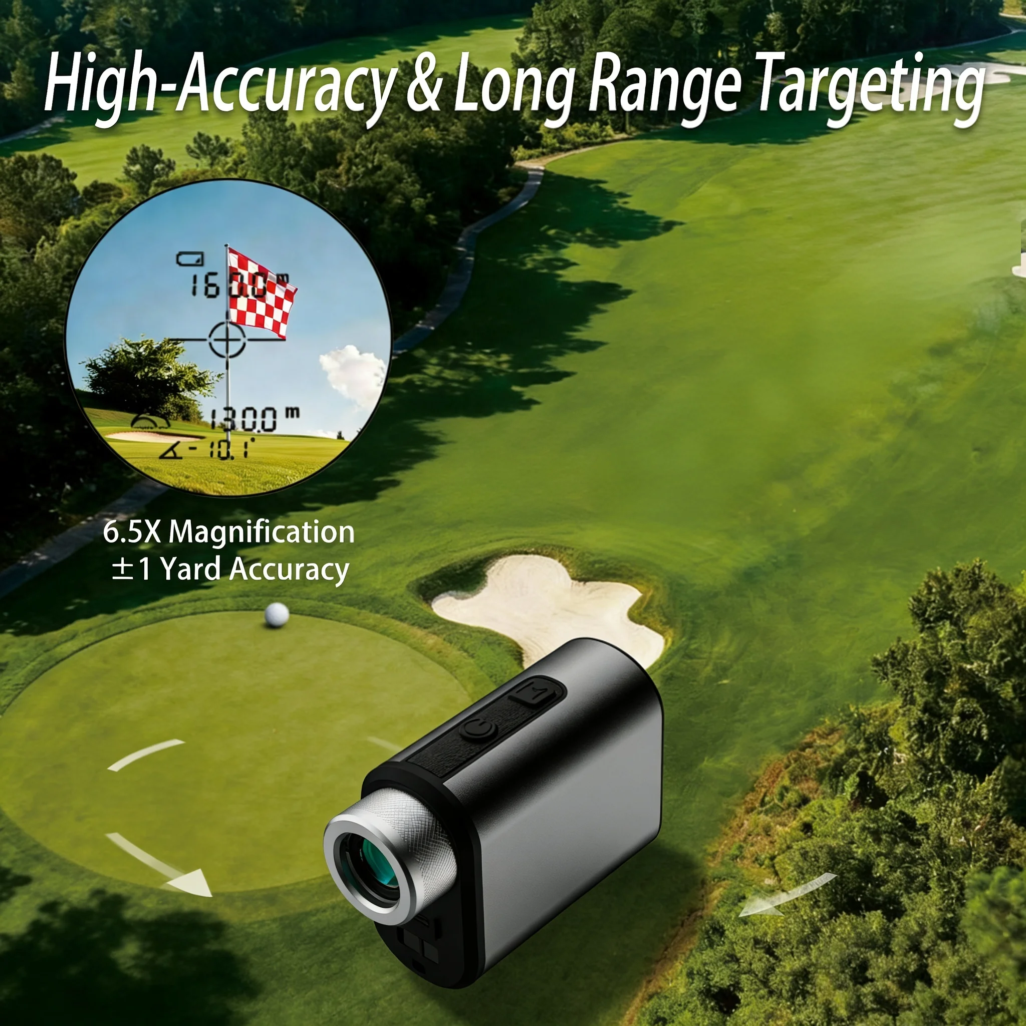 Gravoptics Golf Rangefinder 900M with Slope Compensation Flagpole Lock Rechargeable Distance Meter Hunting Laser Range Finder