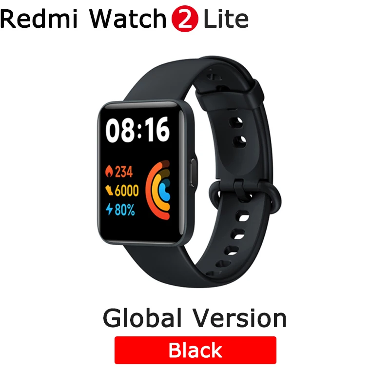 Xiaomi Redmi Watch 2 Lite Smartwatch 1.55'' HD Screen Watch  Bluetooth 5.0 Oxygen Heart Rate GPS 5ATM 10 Days Battery Life