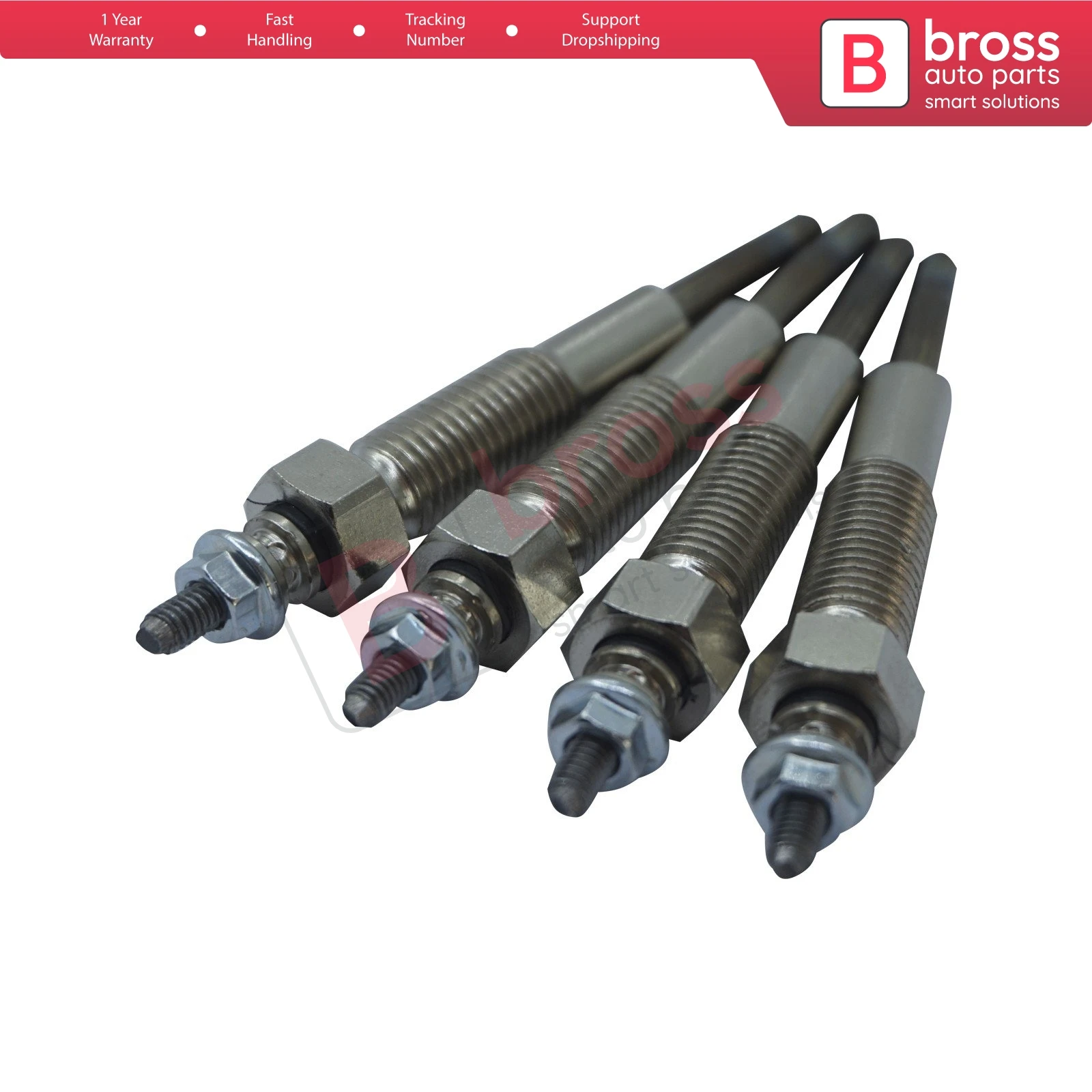 Bross BGP83-1 4 Pieces Heater Glow Plug 12 Volt MD197511, 185366190, ME021302, 185366190, for Mitsubishi Mazda Suzuki Ford