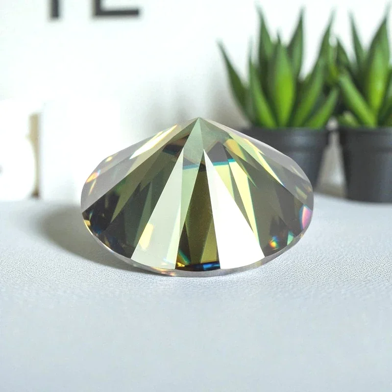 

Moissanite Stone Natural Yellow Green Round Cut Synthetic Loose Gemstone For Jewelry with GRA Certificate