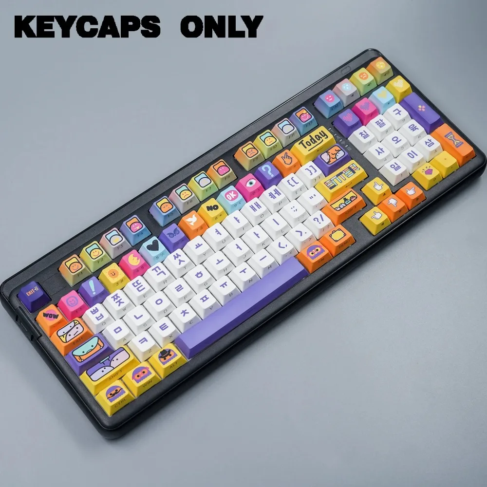 130 Keys Hangul Doubleshot Keycaps PBT Keycap Backlit Side Legends Korean Key Cap for MX Switches Mechanical Keyboard Caps