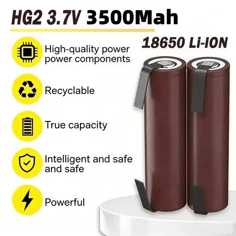 Batterie ricaricabili originali HG2 18650 da 3500 mAh, ad alta capacità di scarica, 30A, batteria per utensili elettrici, batteria per avvitatore.