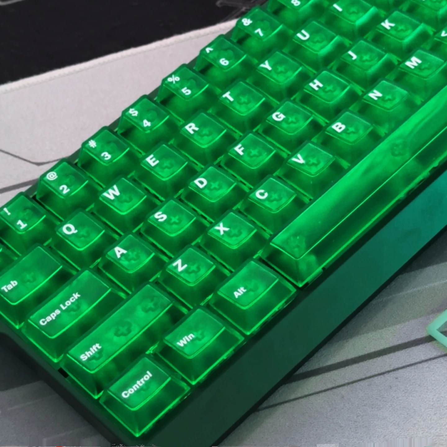 Custom Green Foggy Crystal Keycap Double Shot ABS Keycap Matte Transparent Keycaps Cherry Profile for MX Switches Gamer Keyboard