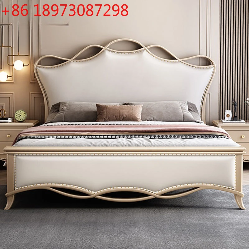 

American light luxury solid wood modern simple master bedroom bed French cream wind princess bed