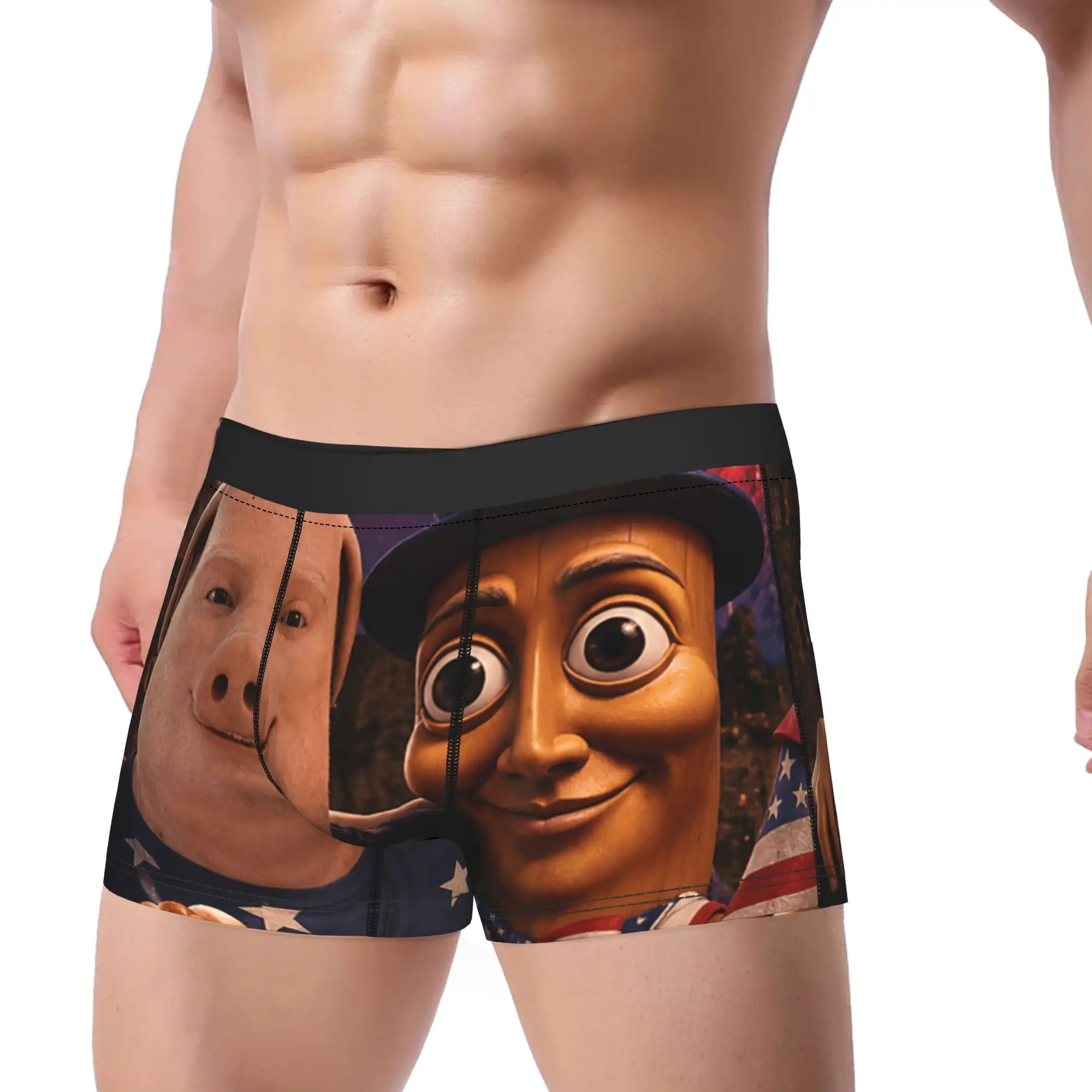 John Pork Tung Sahur Freedom Calling Meme Underwear  Customs Boxershorts Trenky Males Underpants Comfortable Shorts Briefs Gift