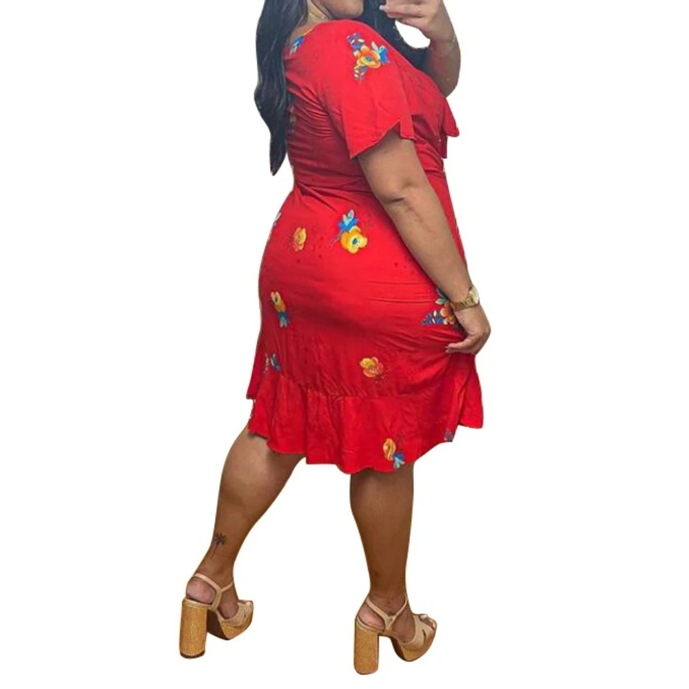 Plus Size Slim Ruffle Floral Sukienki damskie Sehe Fashion