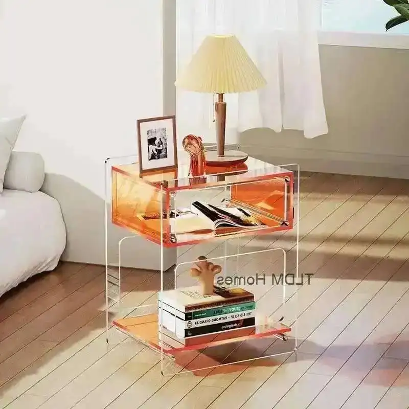 Side Acrylic Mesa Nightstand Several Small Noche Simple Modern Shelves Bedroom De Creative Home Storage Luxury Furniture KMNS