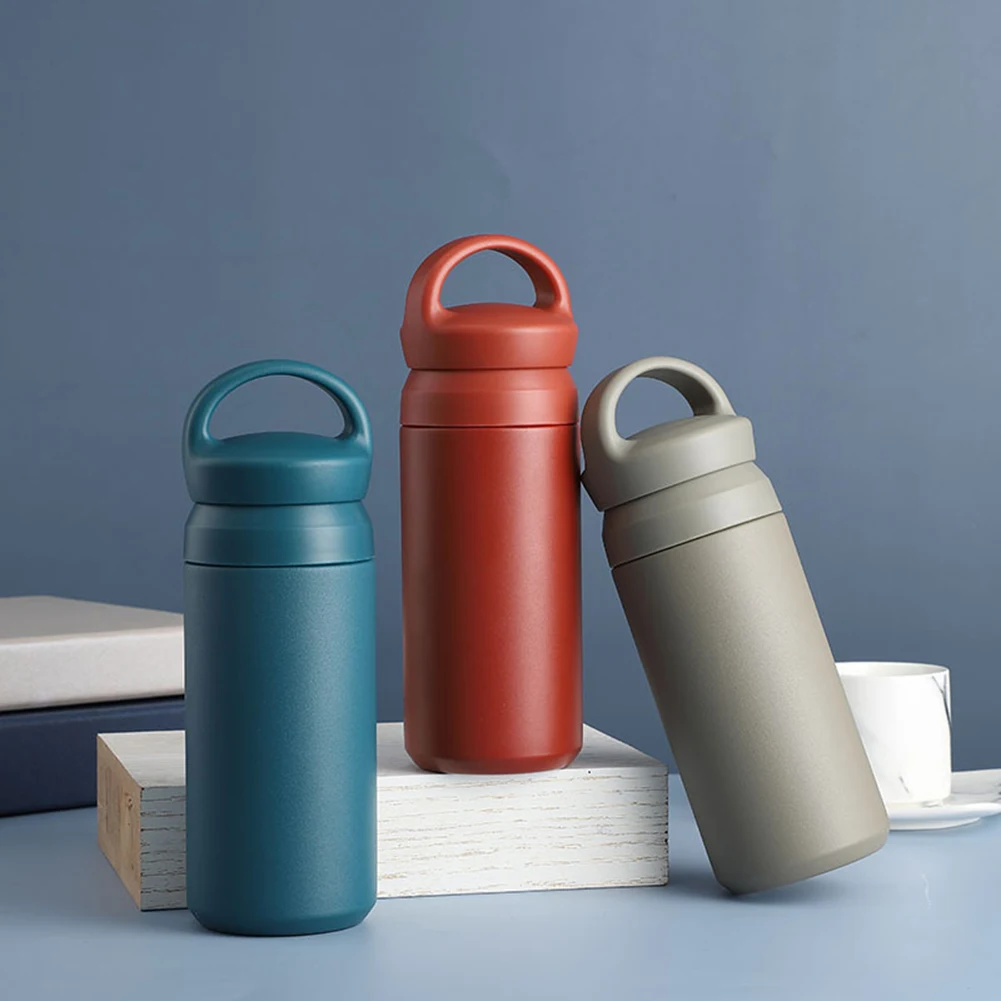 350ml/500ml Simple Insulated Bottle With Handle Thermos Vacuum Flasks Cup Reusable Heat-Resistant Bottle For Outdoor Sports