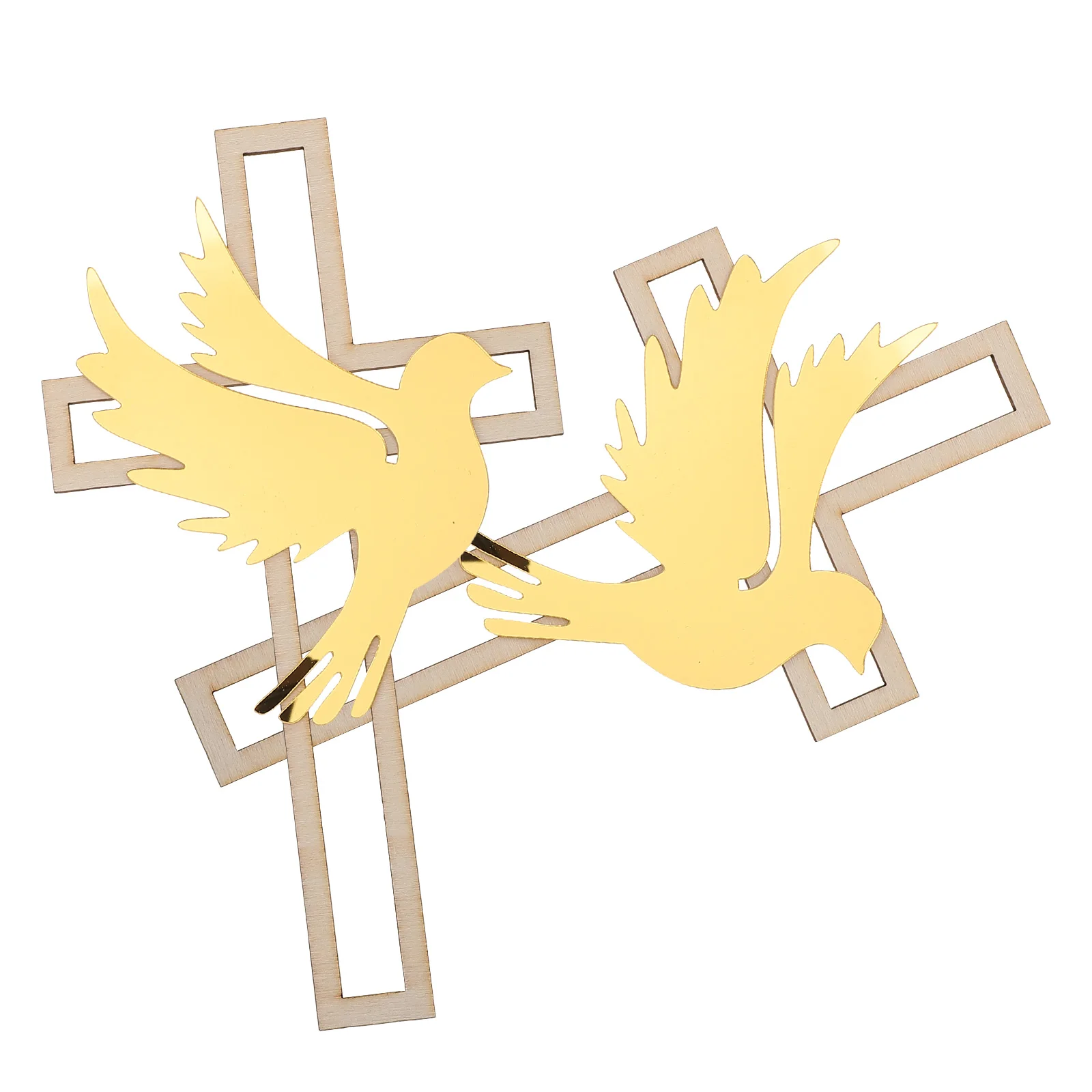 

2pcs Wooden Cross Pigeon Cake Topper Acrylic Baptism Birthday Party Decorations Dessert Accessories DIY Celebration
