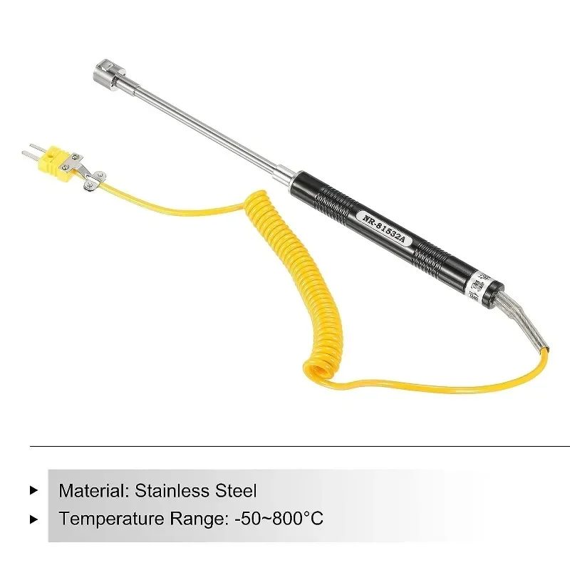 

K Type Surface Thermocouple Temperature Probe Sensor Stainless Steel -58 To1472°F (-50 to 800°C) 5.1ft 15x135mm