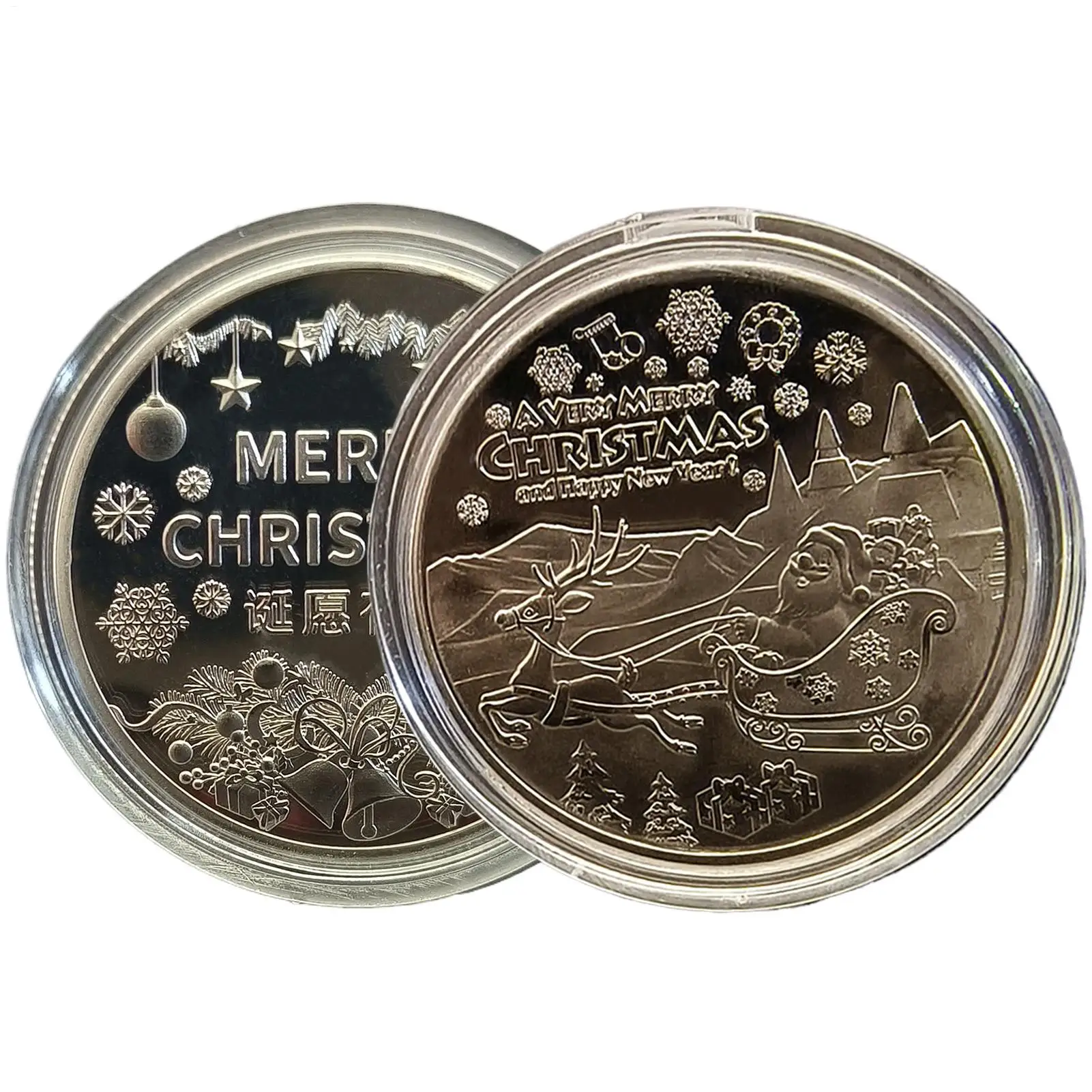 Christmas Commemorative Coin, Exquisite Santa Sleigh Design Collectible, Unique Holiday Souvenir Gift for Family & Friends