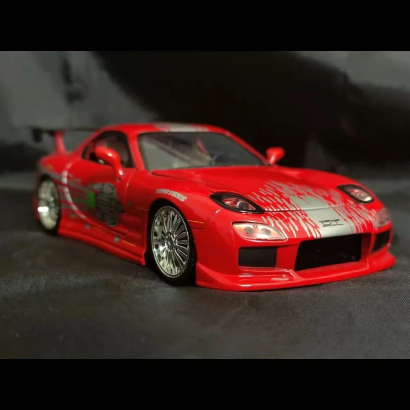 Jada1:24 Mazda RX7 modelo de carro de liga de alta simulação rally carro esportivo de corrida brinquedo função deslizante modelo de carro