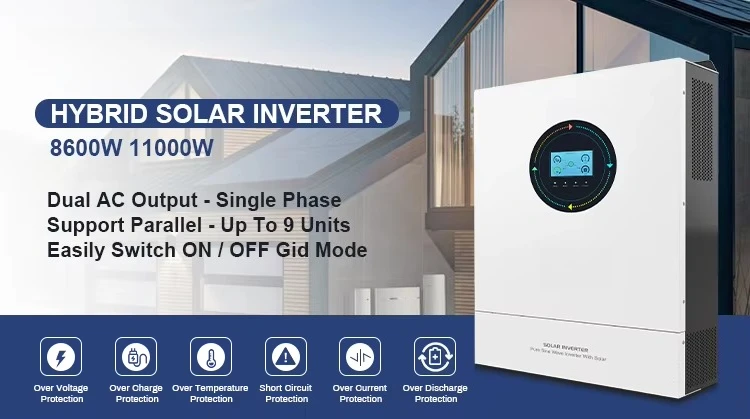 Techfine 8.6kw 8.6kva MPPT Parallel Function Single Phase 48v Hybrid Solar Panel Inverter Off Grid Power Inverter