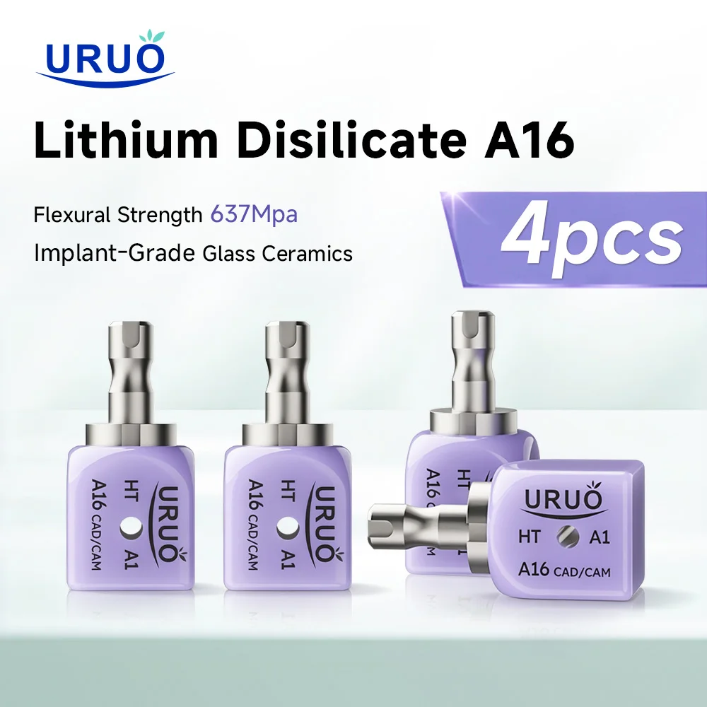 4PCS A16 Lithium Disilicate with Hole Glass Ceramic Cubes Block For CAD CAM Sirona Cerec Milling System Dental Lab Material