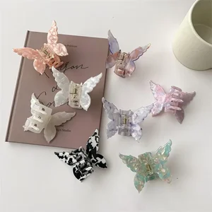 CLIP Bướm Pháp Pink Butterfly Hair Clip Mermaid Acid Acid Hair Clip Retro Back of the Head 8 Lũ lụt retro chính - 7