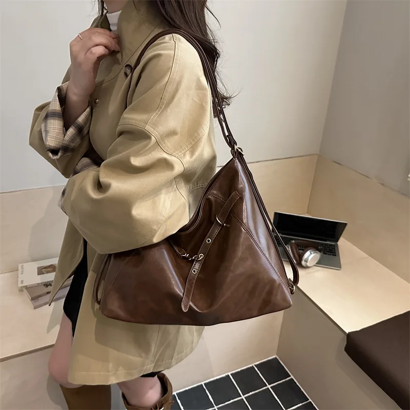 حقيبة كروس كلاسيكية من جلد البولي يوريثان بسعة كبيرة Harajuku Y2K حقيبة كتف نسائية مقاومة للماء على الطراز الكوري حقيبة حمل للطلاب #2