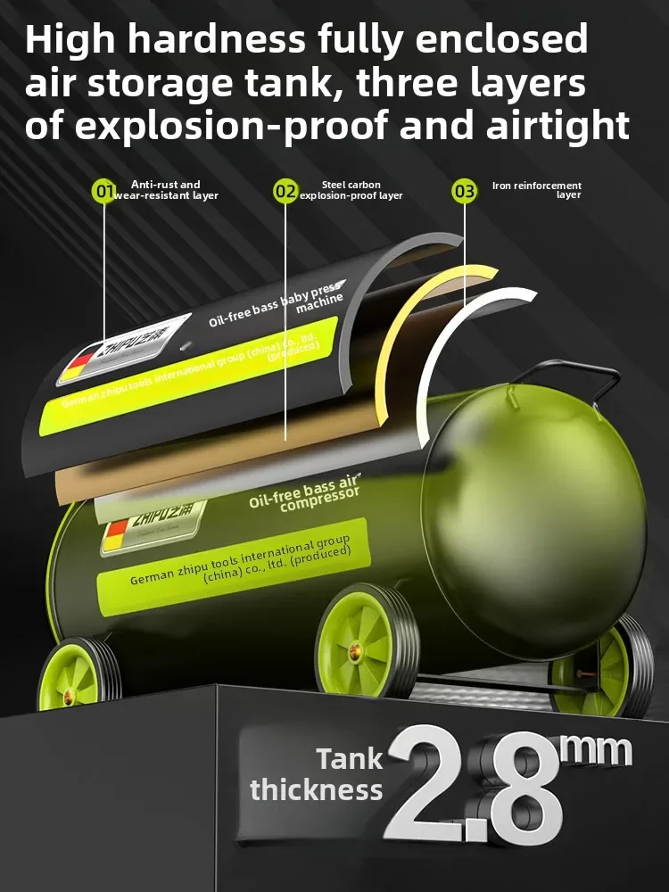 220V Industrial Grade Silent Oil-Free Air Compressor 220V Mini Portable Woodworking High Pressure Inflator Pump