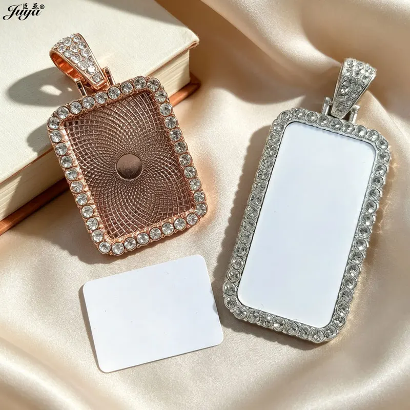 10sets Blank Sublimation Pendant Base 18x25/19x38mm Rectangle Tray For DIY Heat transfer Picture Jewelry Accessories Supplies