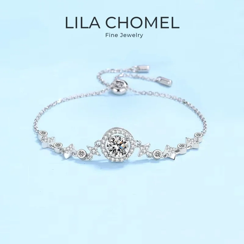 

Daughter Birthday Gift 18K White Gold Bracelets Women Wedding 1CT Moissanite Diamond PT950 Platinum Girlfriend Valentine's Day
