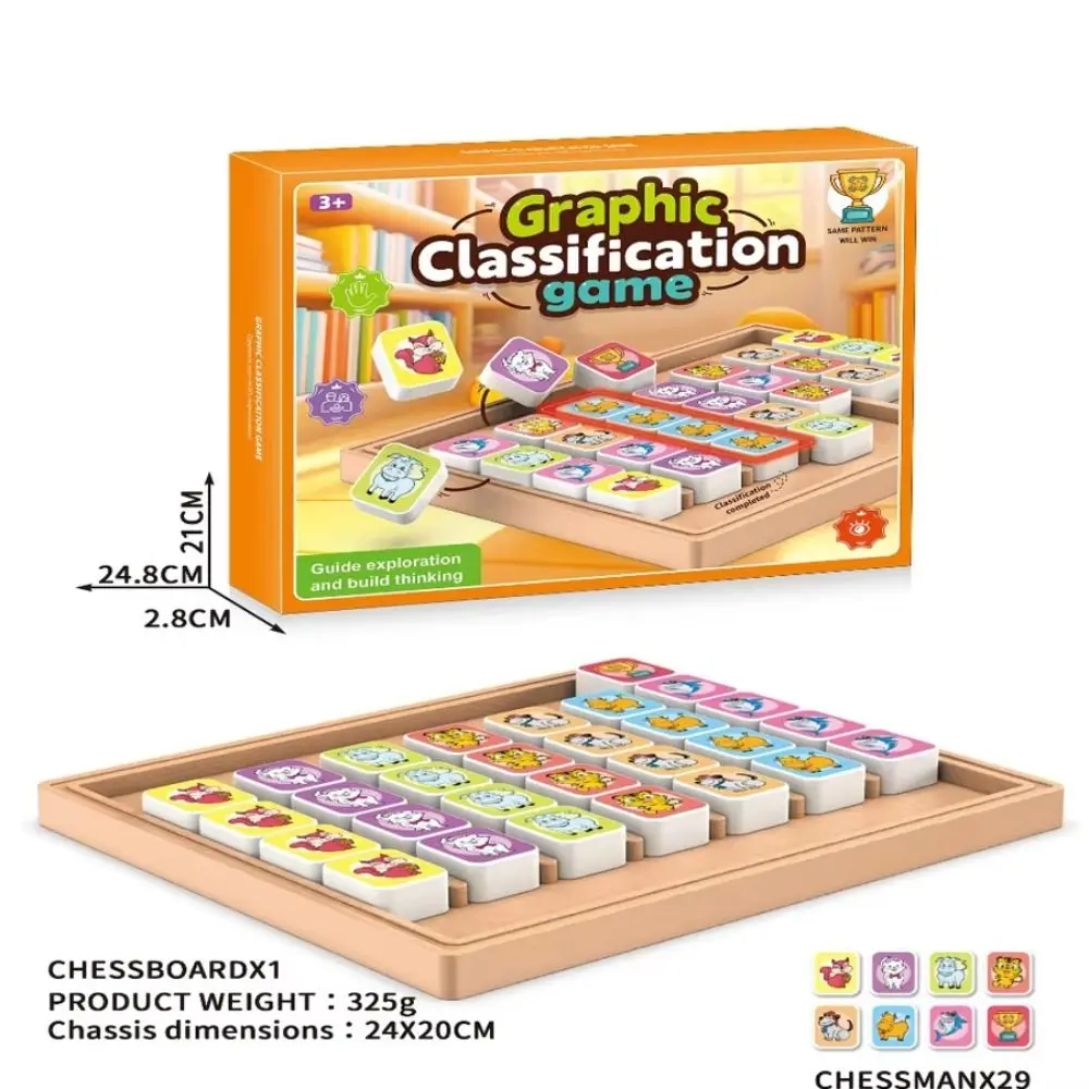 Wooden Pet Matching Animal Flip To Win Tabletop Push-Pull Puzzle Interactive Easy To Play Family Board Game Party Family