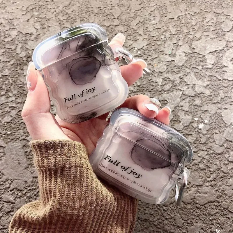 Чехол для наушников INS Halo Dyeing Red Rose для AirPods Pro 2, чехол с волнистым градиентом, фиолетовый, черный, всплеск чернил, чехол для AirPods 1 3, сумка для гарнитуры