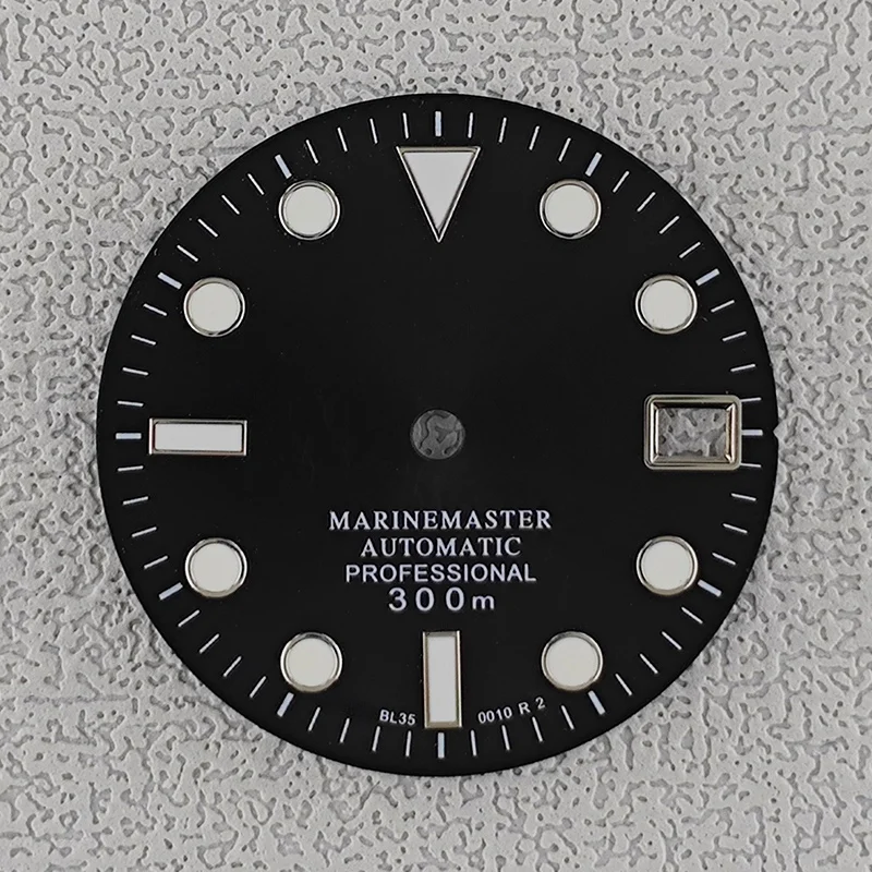 Esfera de reloj de 28,5mm con manecillas de reloj, rayos solares Marinemaster, ajuste luminoso NH35 NH36, esferas de reloj, movimiento automático