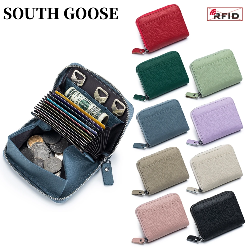 

Fashion RFID Organ Card Wallets Genuine Leather Women Large Capacity Credit Card Holders Female Portable Coin Purses Money Bag