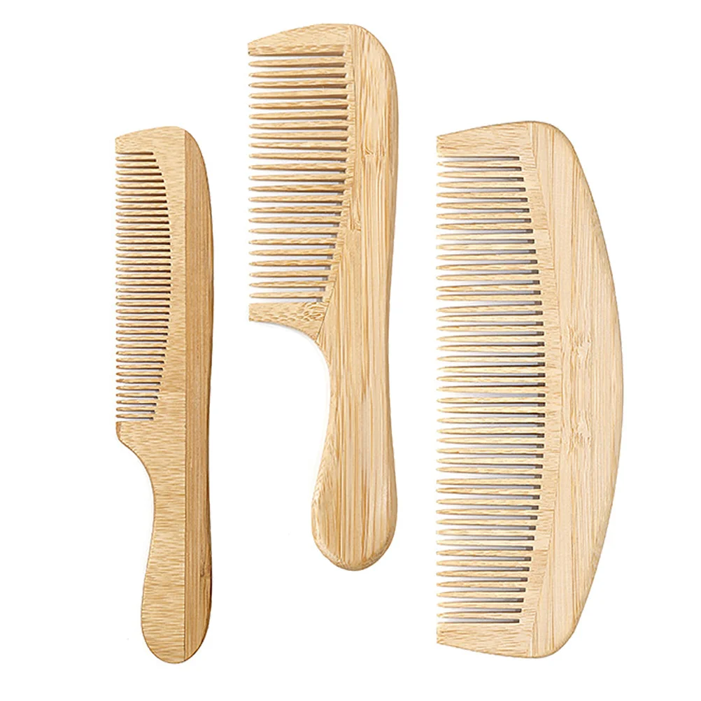 

3Pcs Bamboo Comb Portable Fine Tooth Anti-Static Compact Pocket Lightweight Hair Styling Comb for Travel Daily Use