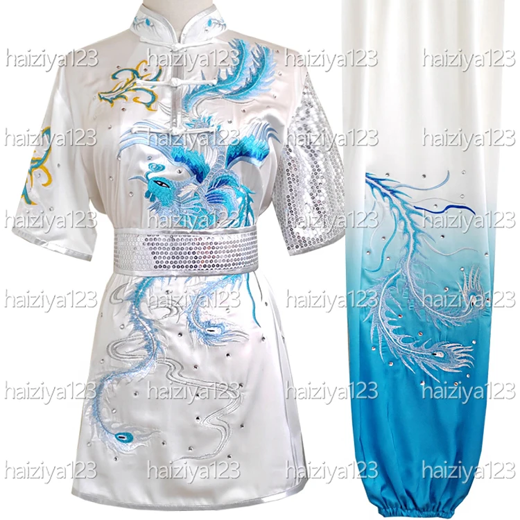 

Вышитая униформа Феникса Ушу, одежда для кунг-фу, костюм для боевых искусств, одежда Таолу, костюм Чанцюань для женщин, взрослых, детей, девочек