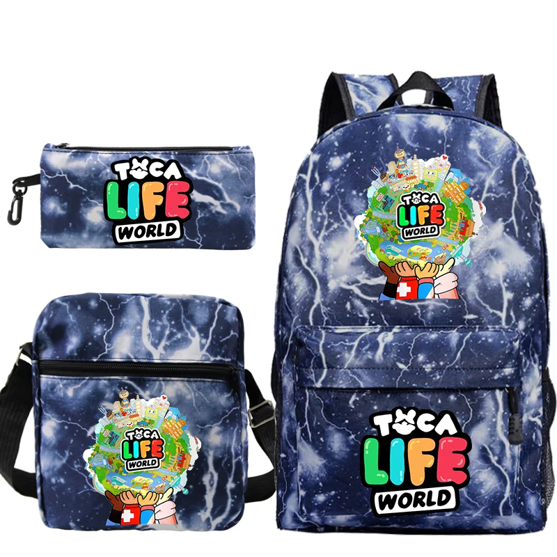 Toca Boca Print Backpacks 3pcs Set Kawaii Kids School Bookbag Toca Life World Backpack Children Schoolbag Travel Sport Mochila