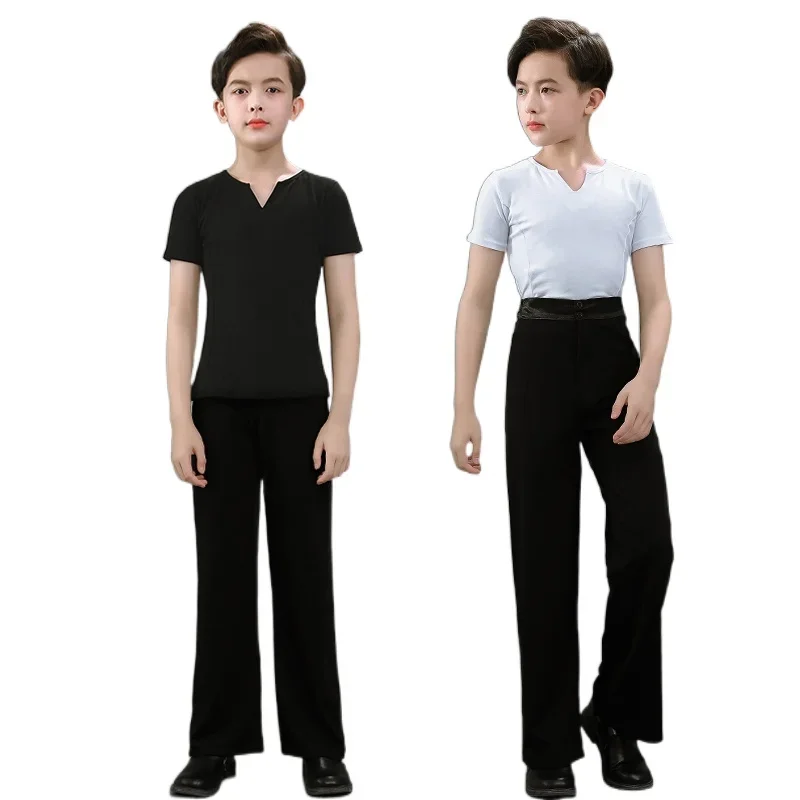 Boy Latin Dancewear Latin Dance Exercise clothes Ruffly Ballroom Stage Modern Boys Latin Dance training Clothes Shirt+pants sets