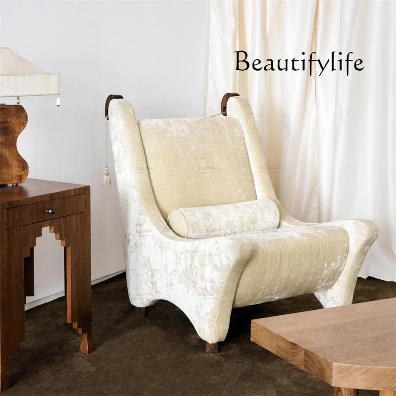 A44 bY French antique solid wood high backrest single with armrest sofa retro living room casual lazy chair
