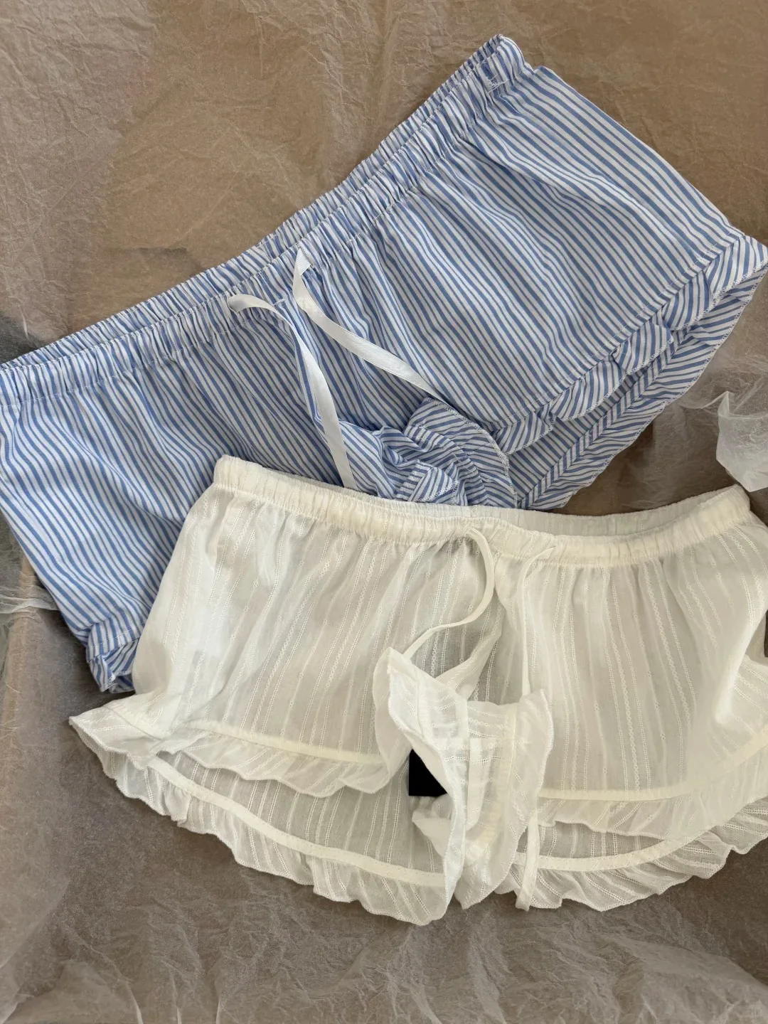 White Drawstring Short Pants Women Summer Streetwear Casual Elastic High Waist Home Underwear Vintage Chic Preppy Style Shorts
