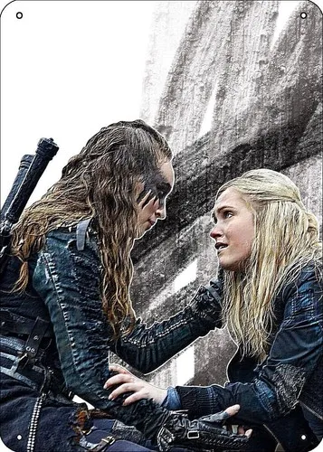 Placa de Metal Decorativa The 100: Clarke e Lexa - Engraçada para Man Cave e Decoração de Parede Estilosa