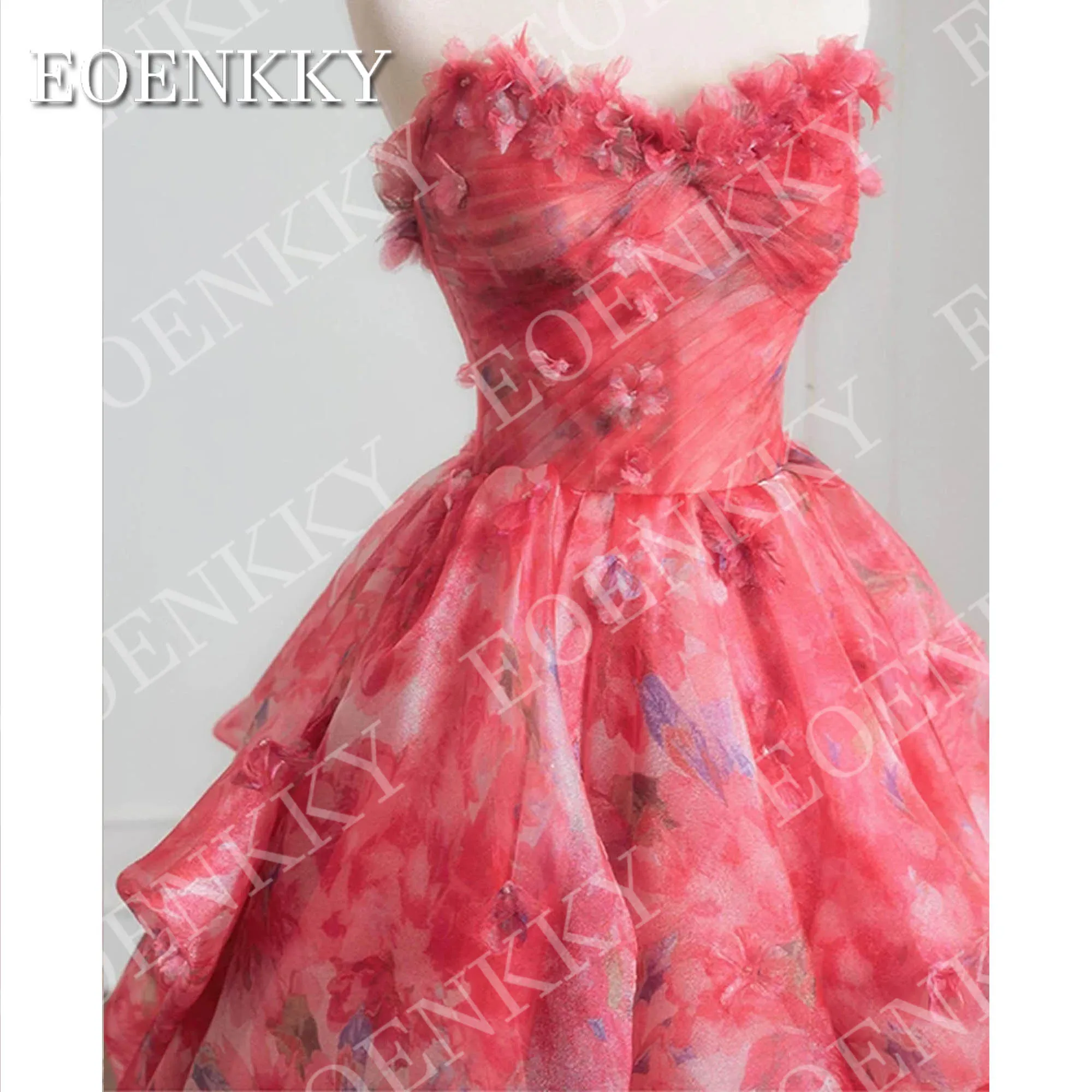 فستان EOENKKY بدون حمالات مطبوع عليه زهور للحفلات الراقصة للنساء أنيق بكشكشة متدرجة فساتين سهرة رسمية مخصصة من Fساتين سهره Fخمة 2025 Strapless الزهور طباعة فستان حفل الرقص المرأة أنيقة متدرجة Ruffles فساتين المساء الرس #4
