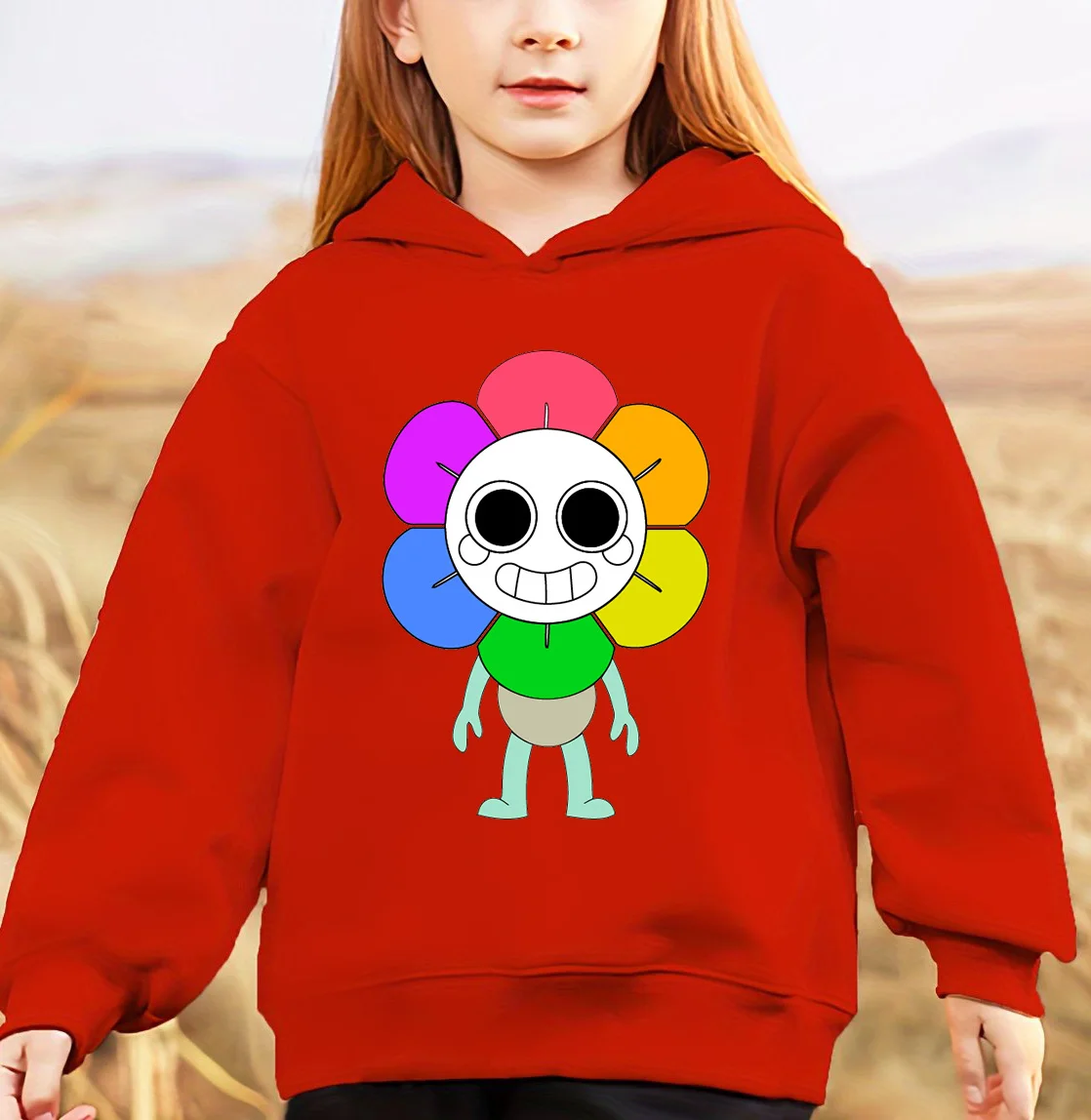 Dandys World Print Hoodie Children's Fashion Pullover Autumn Girls Cartoon Sunflowr Clothes Boy Outdoor Casual Sport Sweatshirts