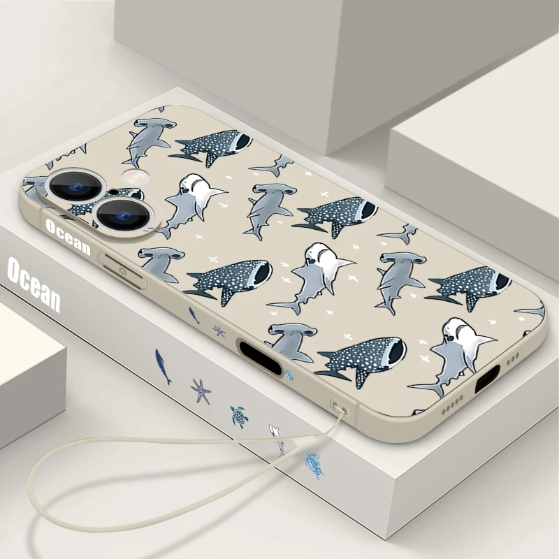 

Силиконовый магнитный чехол с рисунком акулы для iPhone 16e 16 15 Pro 14 13 12 Pro Max 11, мягкий чехол для телефона Magsafe Wireless Charge