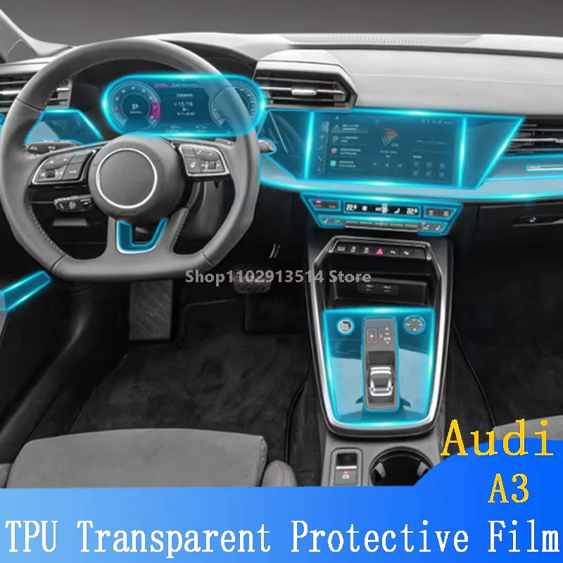 

Car Interior Center Console Sticker For Audi A3 (2020-2022) Transparent TPU Protective Anti-scratch Repair Film Accessories