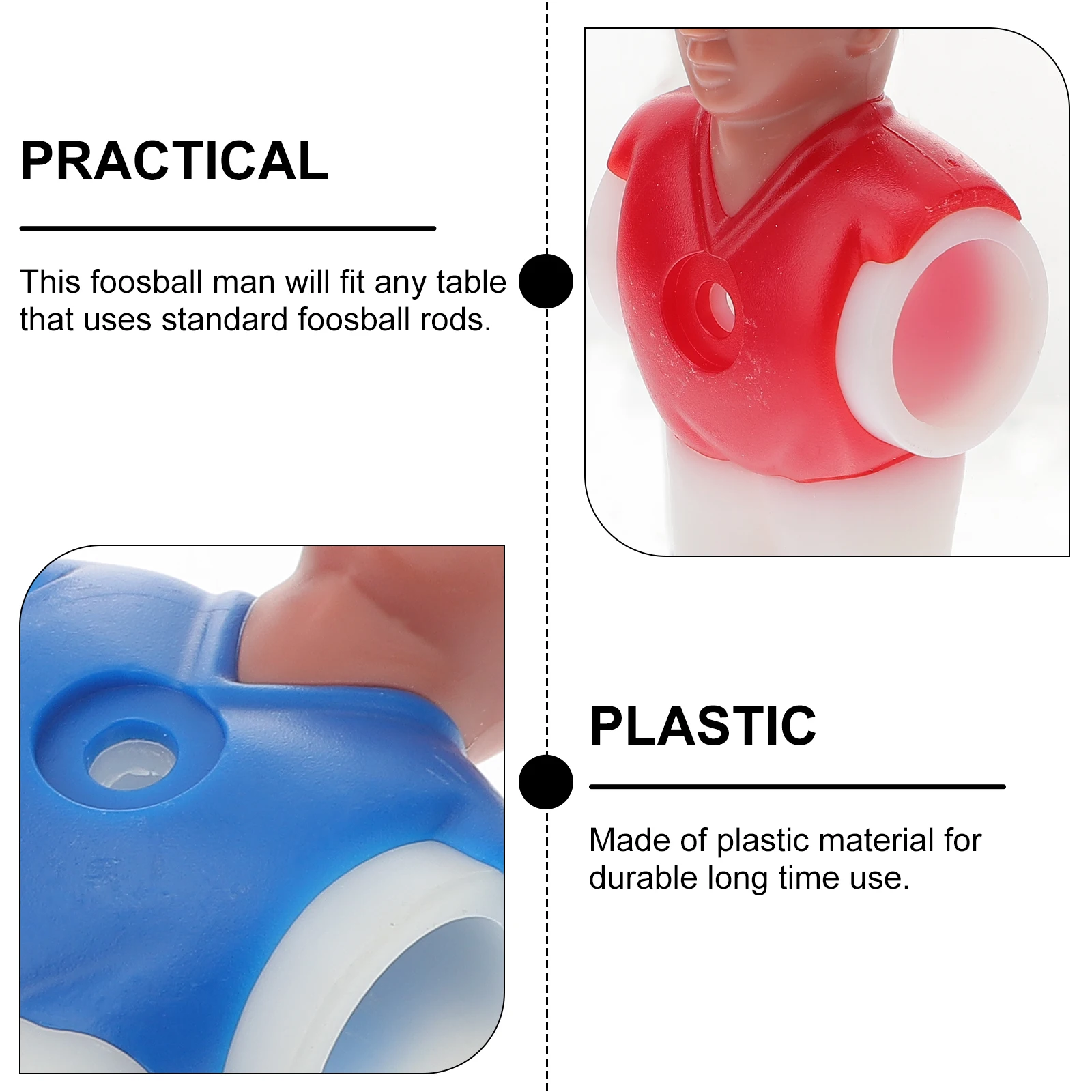 

4Pcs Foosball Soccer Player Men Tournament Style Replacement Parts for Standard Rods Compatible 1.4m Table Football Mini Soccer