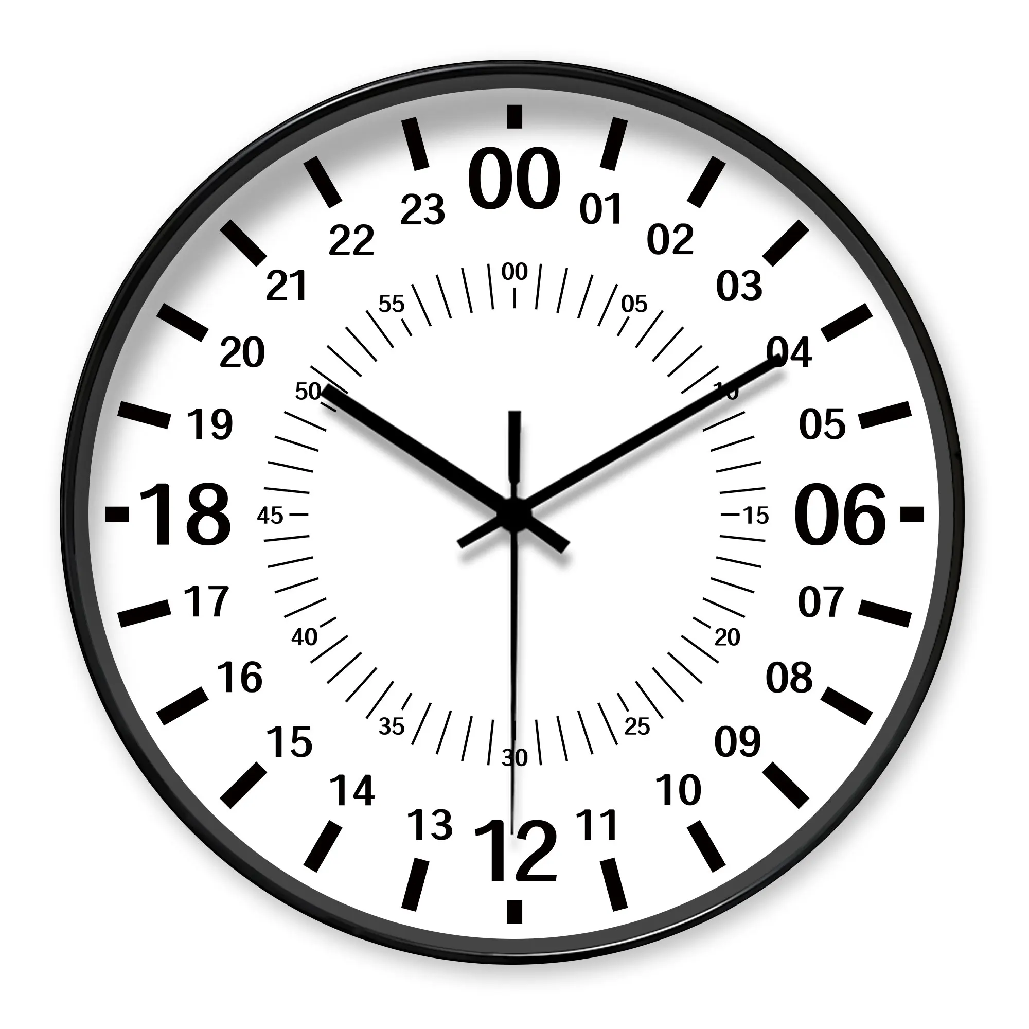 Reloj de pared redondo con sincronización especial de 24 horas, decoración precisa de marcas de minutos (pilas no incluidas), 10-16 pulgadas