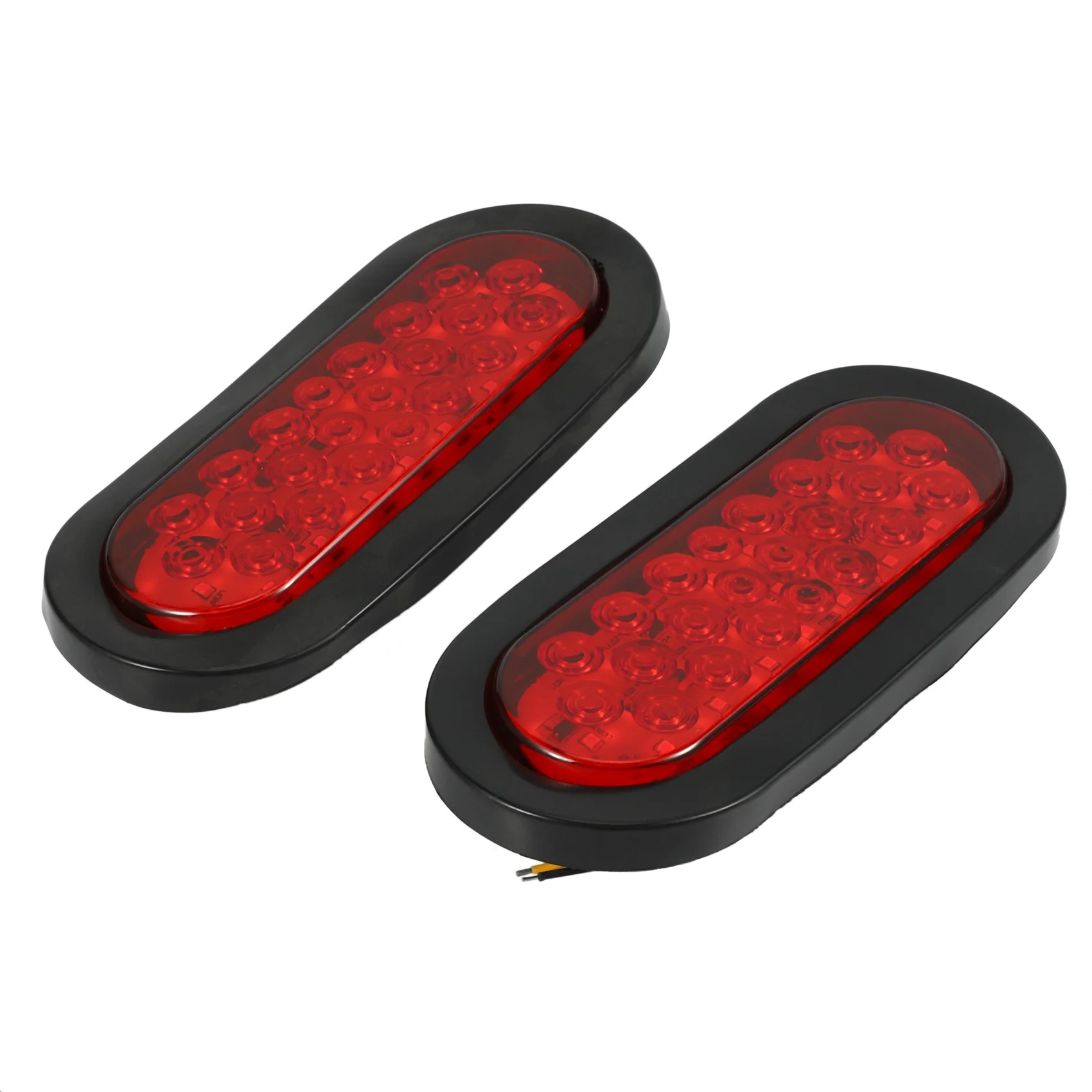 2Pcs 6 Inch Oval Red 22 LED Truck Taillight Transparent Reversing Tail Light for Truck Trailer Warning Light