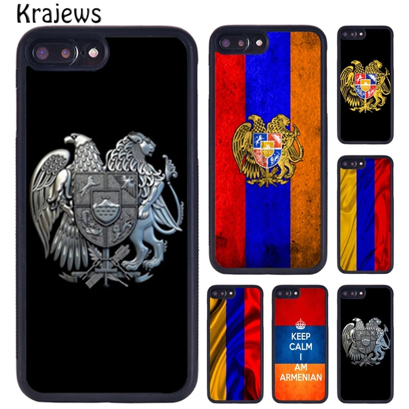 Krajews Armenian Coat Of Arms Flag Phone Case For iPhone 16 15 14 X XR XS 11 12 mini 13 Pro MAX Plus cover shell coque