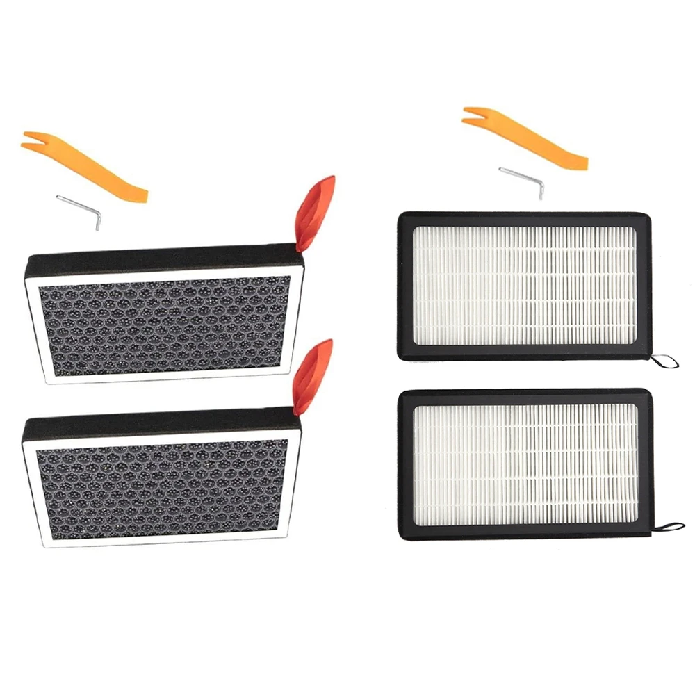 2pcs Activated Carbon Air Filter W/Tools for Tesla Model 3/Model Y 2016-2023 Car Air Conditioner Filter Element Replacement Kit