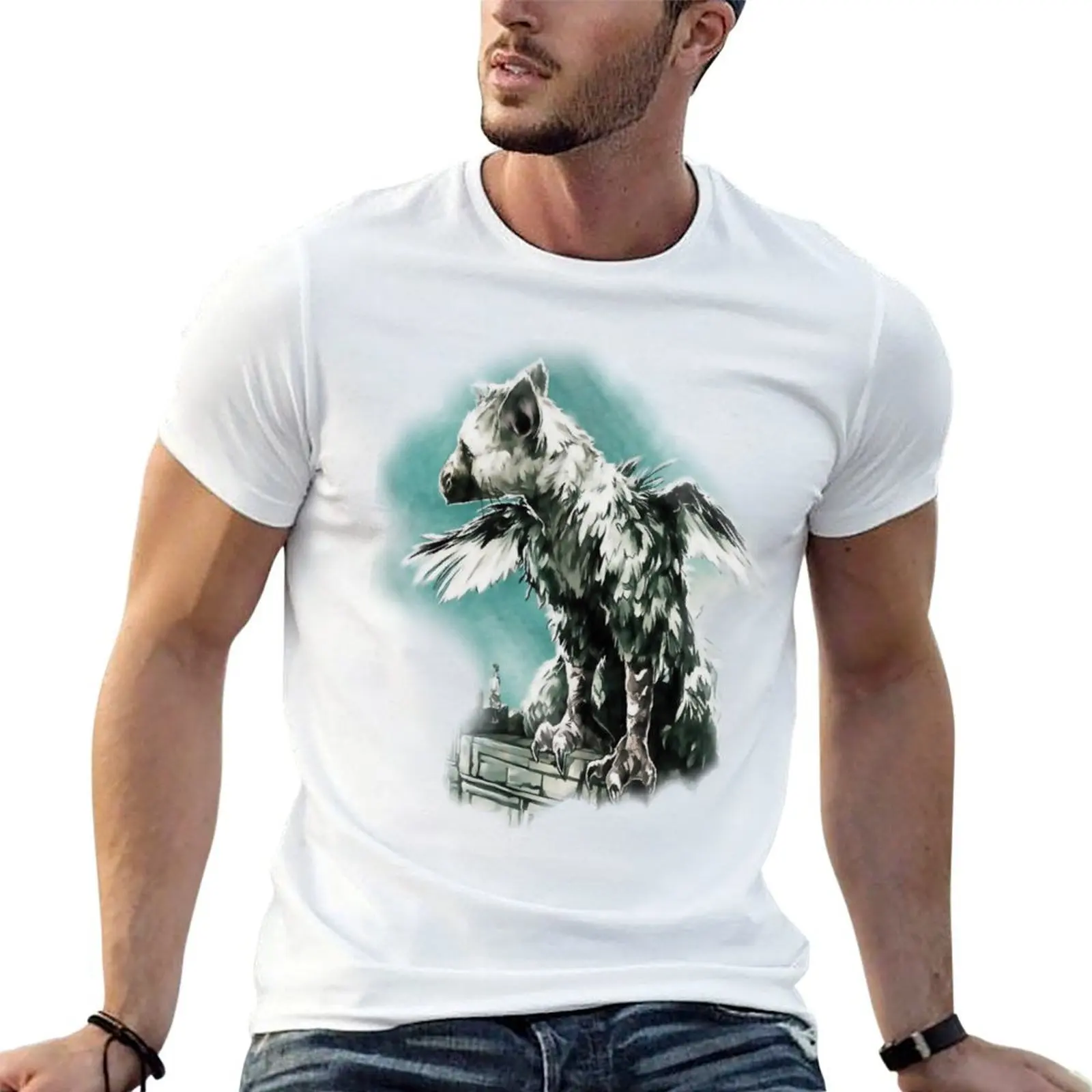 

Футболка Art-Vinyl t 100% мужская футболка с рисунком Last man Guardian, футболка из хлопка, мужские рубашки