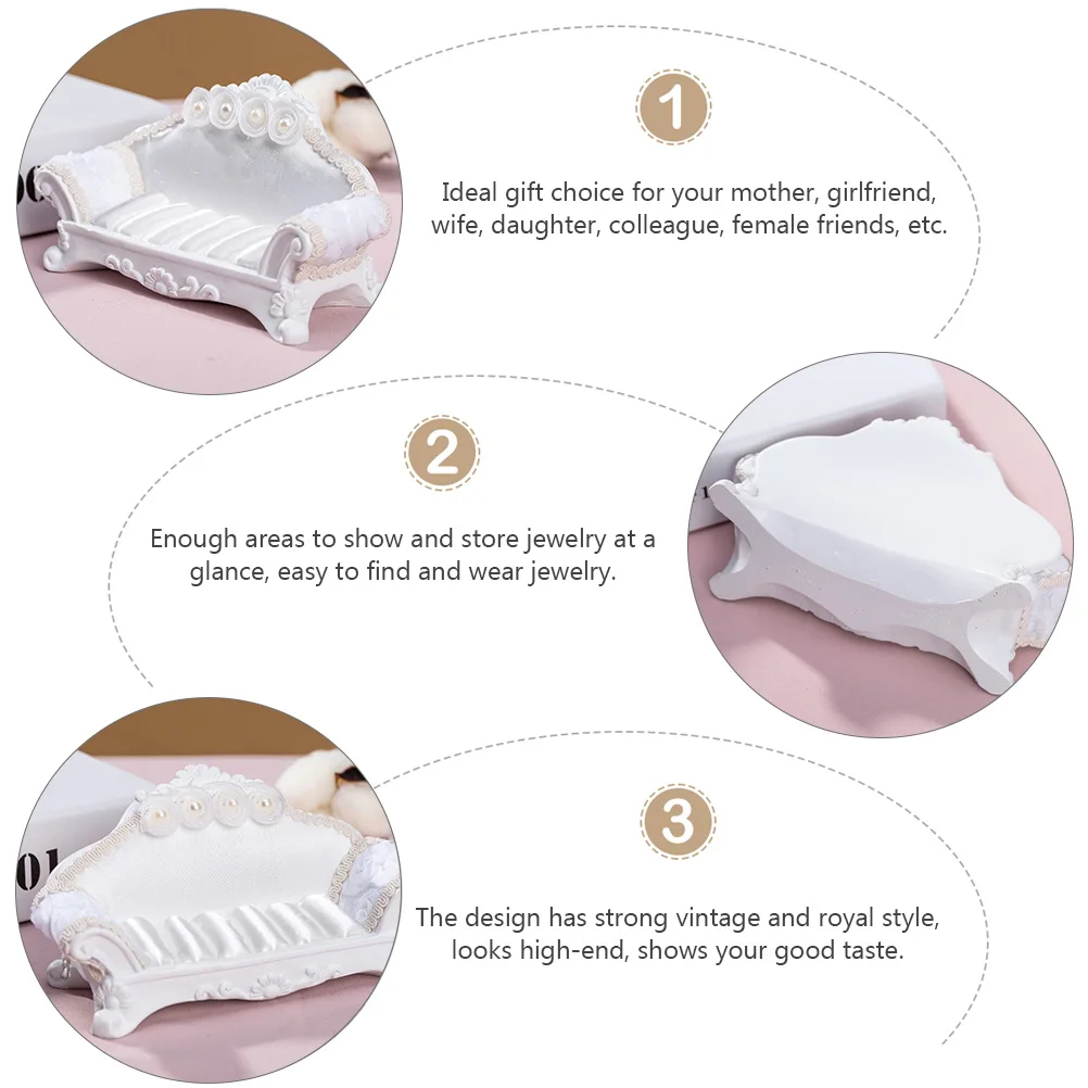 

Jewelry Rings Storage Display Mini White Sofa Shaped Creative Organizer for Rings Earrings Stylish Compact Storage Jewelry Stand