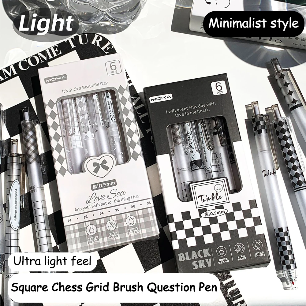 6 قطعة/الوحدة هلام القلم الكرتون الطلاب الكتابة الجيدة ممارسة سريعة الجافة الصحافة القلم Ins محايد الأسود قلم حبر جاف 0.5 مللي متر