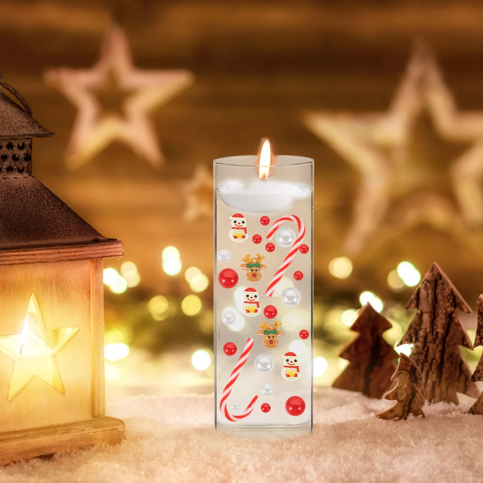 

1 set Vase Filler Pearls Red Snowman Christmas DIY Wedding Floating Beads Set Acrylic Fake Pearl Vase Fillers